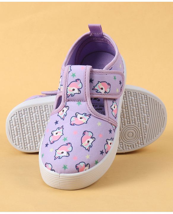 Cute Walk by Babyhug Velcro Closure Casual Shoes with Unicorn Print - Purple