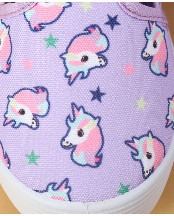 Cute Walk by Babyhug Velcro Closure Casual Shoes with Unicorn Print - Purple