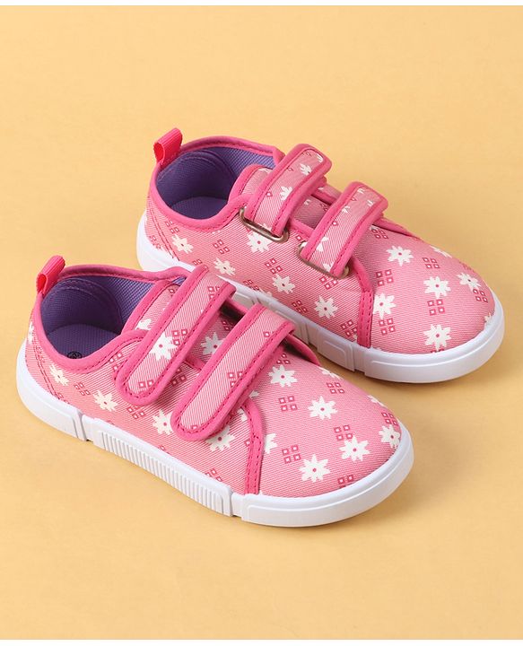Cute Walk by Babyhug Velcro Closure Casual Shoes with Floral Pint - Blue