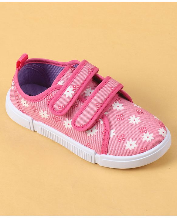 Cute Walk by Babyhug Velcro Closure Casual Shoes with Floral Pint - Blue