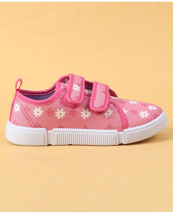 Cute Walk by Babyhug Velcro Closure Casual Shoes with Floral Pint - Blue
