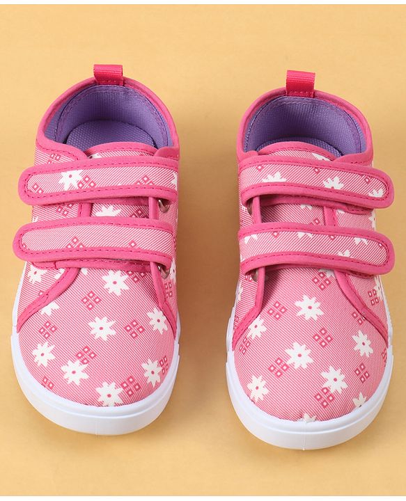 Cute Walk by Babyhug Velcro Closure Casual Shoes with Floral Pint - Blue