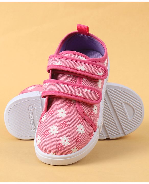 Cute Walk by Babyhug Velcro Closure Casual Shoes with Floral Pint - Blue