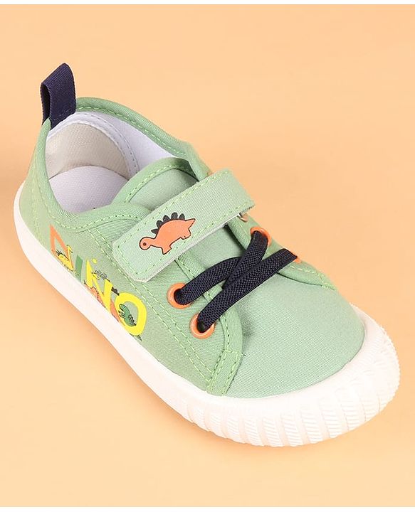 Cute Walk by Babyhug Velcro Closure Casual Shoes with Dino Print - Green