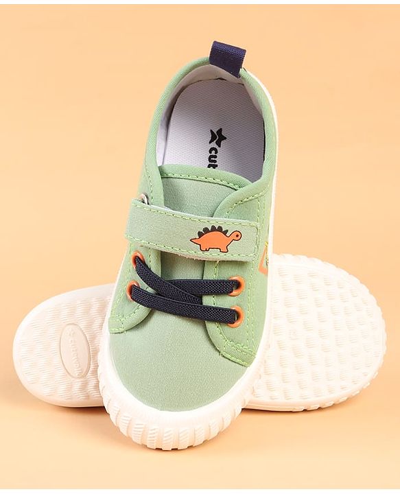 Cute Walk by Babyhug Velcro Closure Casual Shoes with Dino Print - Green