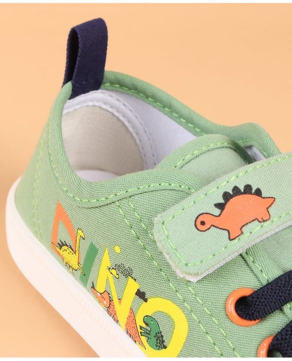Cute Walk by Babyhug Velcro Closure Casual Shoes with Dino Print - Green