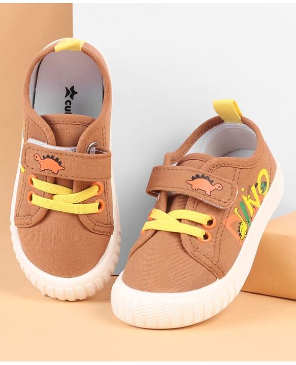 Cute Walk by Babyhug Velcro Closure Casual Shoes with Dino Print - Green