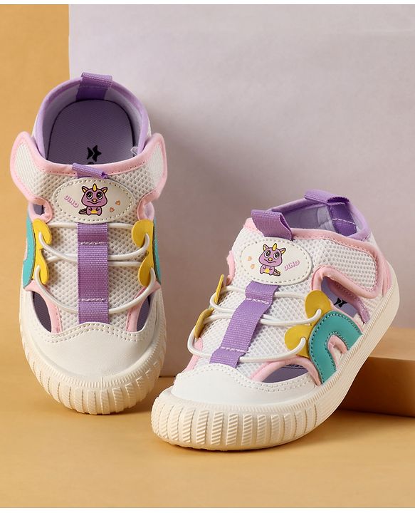 Cute Walk by Babyhug Velcro Closure Casual Shoes with Unicorn Pint - Blue