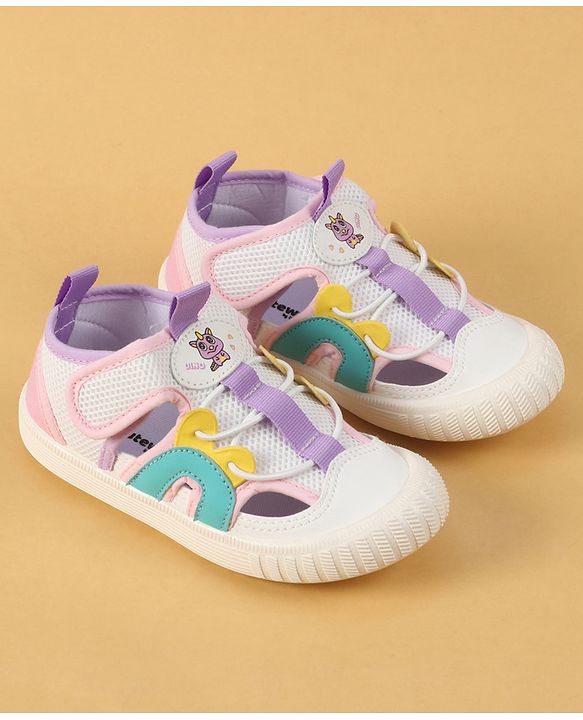 Cute Walk by Babyhug Velcro Closure Casual Shoes with Unicorn Pint - Blue