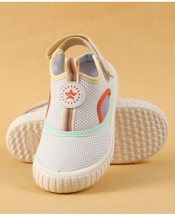 Cute Walk by Babyhug Velcro Closure Casual Shoes with Patch Detailing - White & Yellow