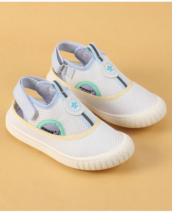 Cute Walk by Babyhug Velcro Closure Casual Shoes with Patch Detailing - White & Yellow
