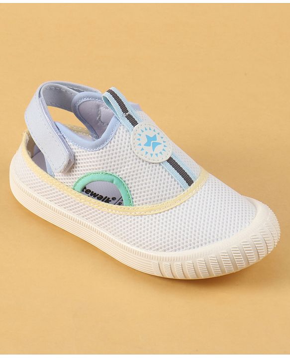 Cute Walk by Babyhug Velcro Closure Casual Shoes with Patch Detailing - White & Yellow
