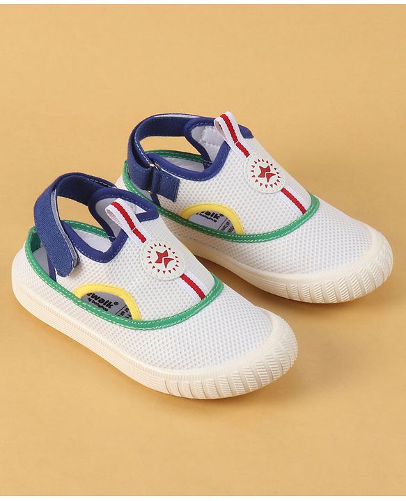 Cute Walk by Babyhug Velcro Closure Casual Shoes with Patch Detailing - White & Yellow