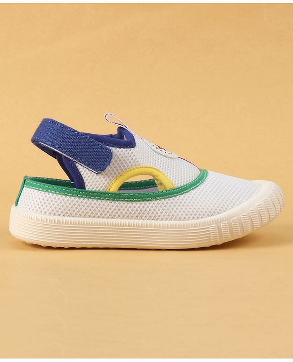 Cute Walk by Babyhug Velcro Closure Casual Shoes with Patch Detailing - White & Yellow