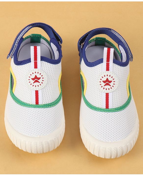Cute Walk by Babyhug Velcro Closure Casual Shoes with Patch Detailing - White & Yellow