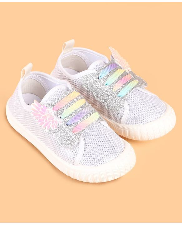 Cute Walk by Babyhug Slip On Casual Shoes with Glitter Print - White