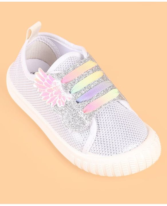 Cute Walk by Babyhug Slip On Casual Shoes with Glitter Print - White