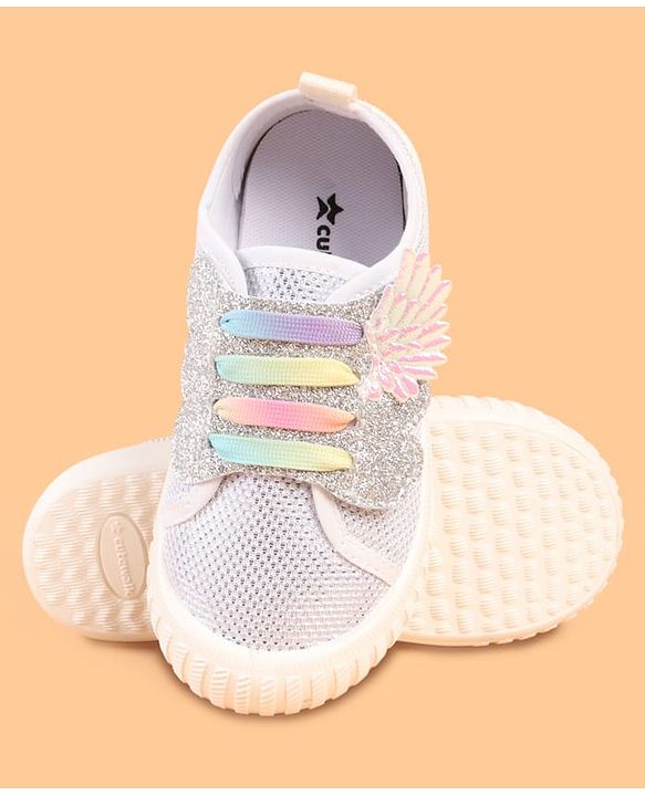 Cute Walk by Babyhug Slip On Casual Shoes with Glitter Print - White