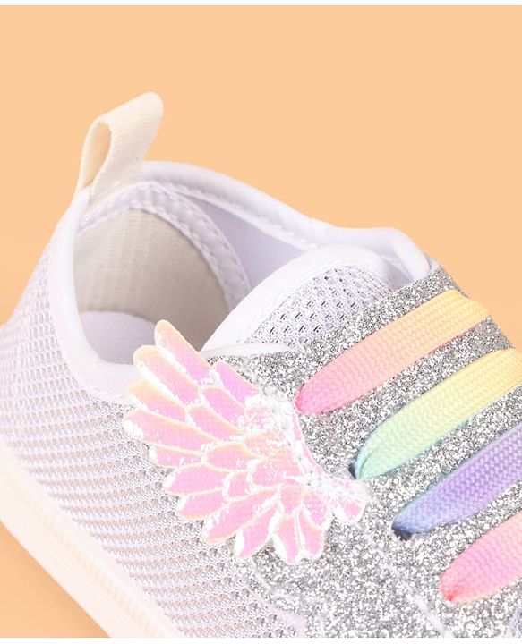 Cute Walk by Babyhug Slip On Casual Shoes with Glitter Print - White