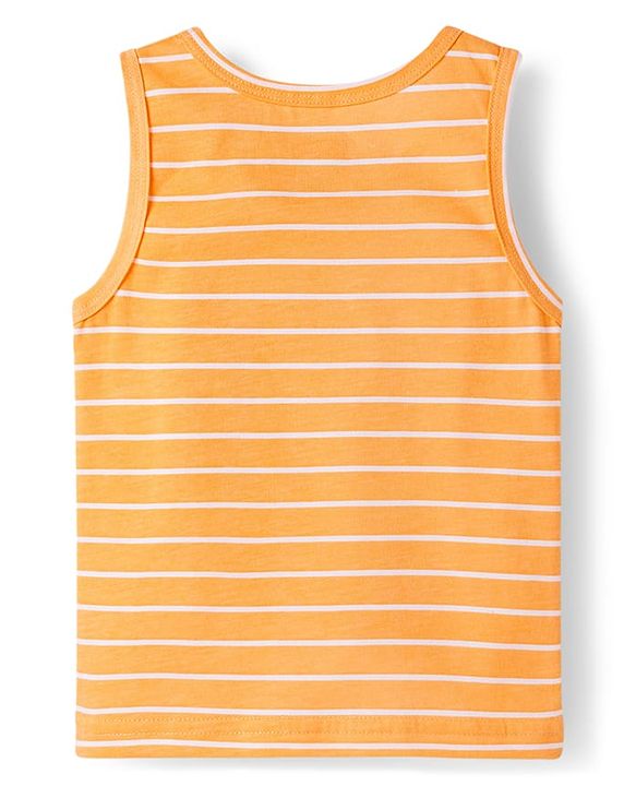 Babyhug 100% Cotton Knit Sleeveless Striped & Tractor Printed Vests Pack of 3 - Multicolor