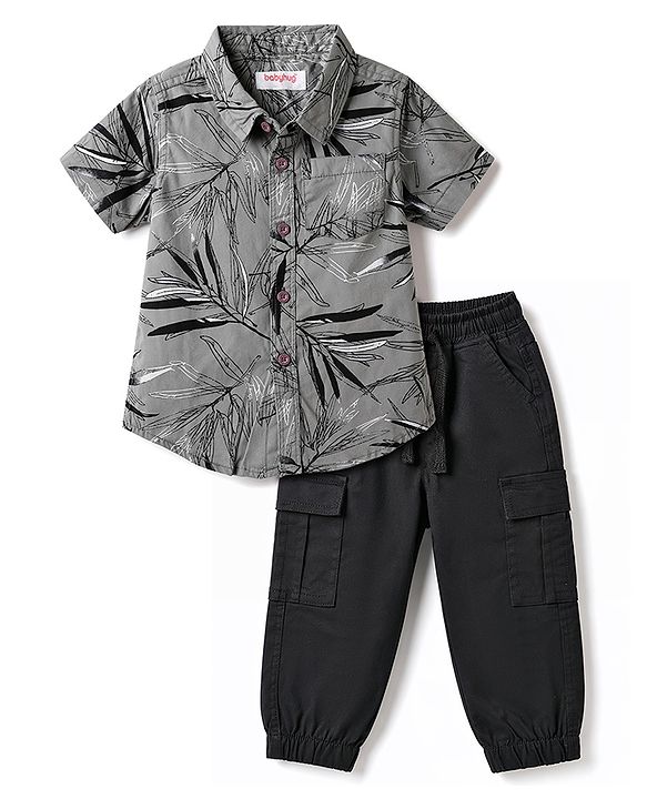 Babyhug Cotton Woven Half Sleeves Tropical Theme Printed Shirt & Pant Set - Multicolor