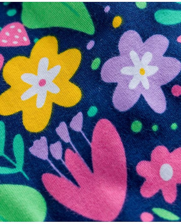 Babyhug 100% Cotton Knit Sleeveless Floral Printed Top - Multicolour