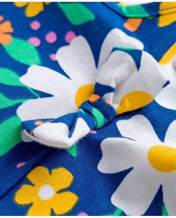 Babyhug Cotton Knit Sleeveless  Floral Printed Top - Multicolour
