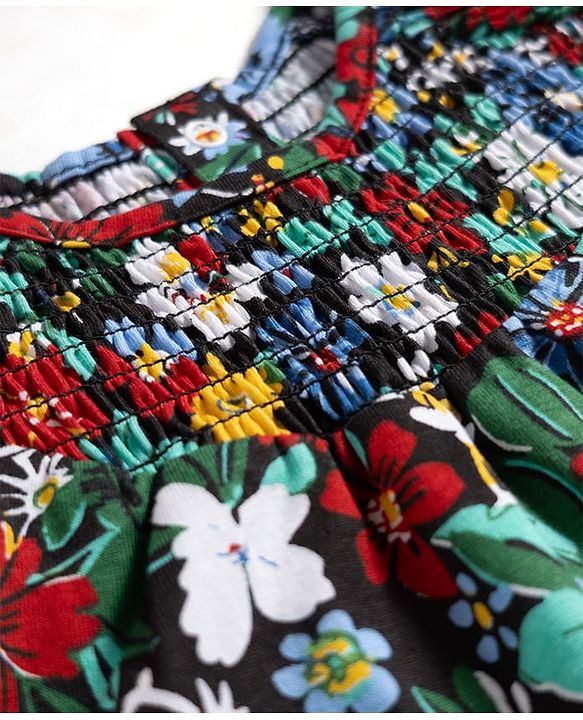 Babyhug Cotton Knit Top Half Sleeves All Over Print Picoting Detailing Multi Color 6-9 Months