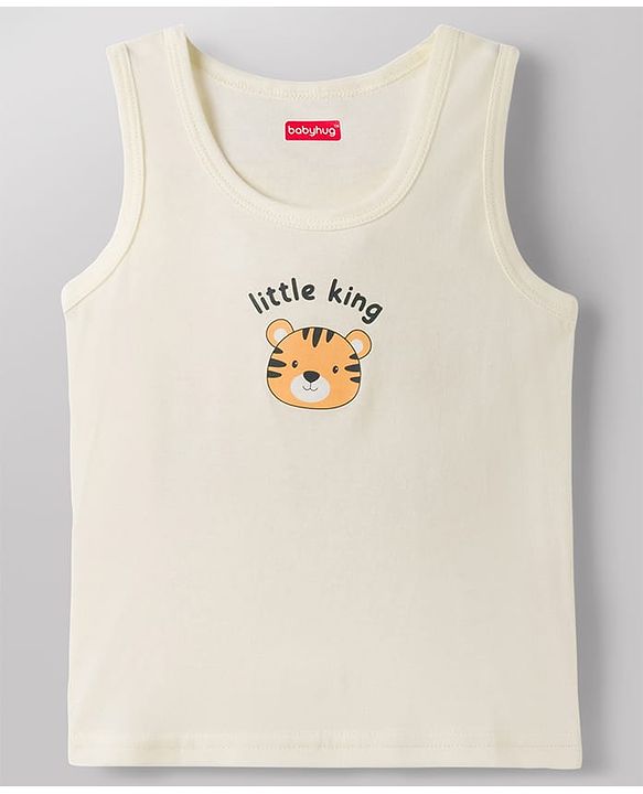 Babyhug 100% Cotton Knit Sleeveless Sando Vests with Tiger Print Pack of 3 - Multicolor