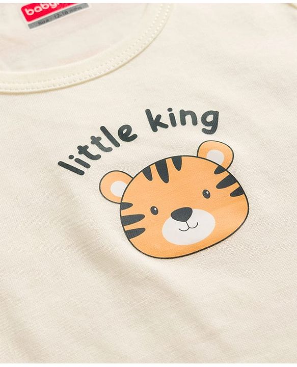 Babyhug 100% Cotton Knit Sleeveless Sando Vests with Tiger Print Pack of 3 - Multicolor