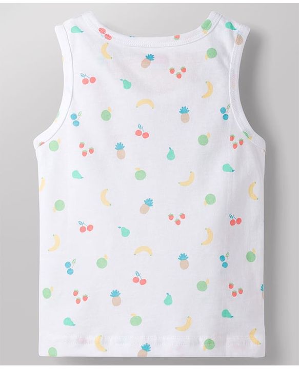 Babyhug 100% Cotton Knit Sleeveless Sando Vests with Fruit Print Pack of 3 - Multicolor