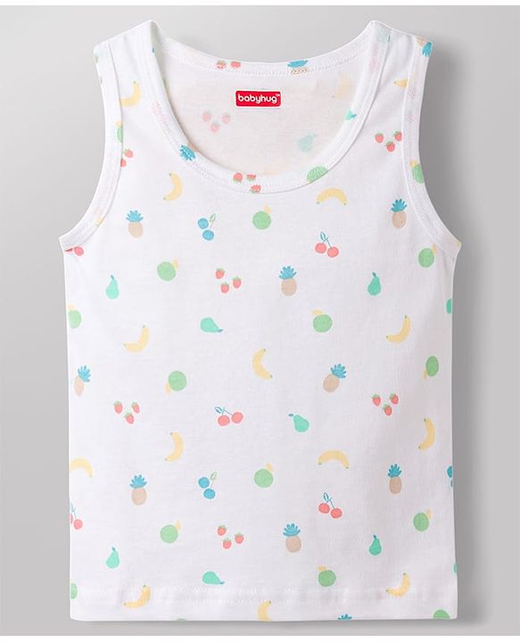 Babyhug 100% Cotton Knit Sleeveless Sando Vests with Fruit Print Pack of 3 - Multicolor