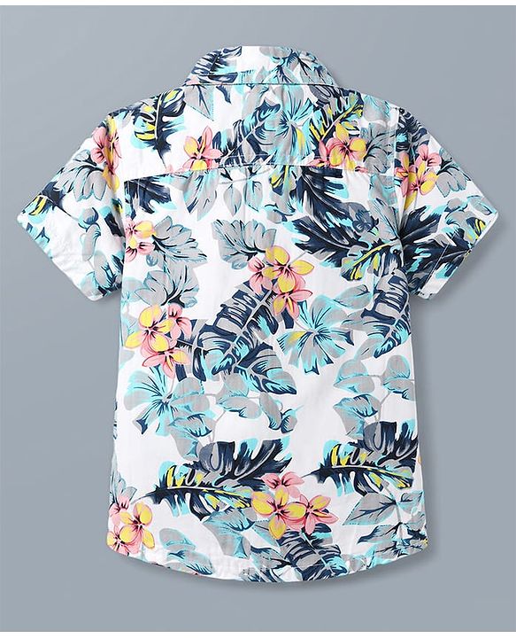 Babyhug Cotton Woven Half Sleeves Floral Printed Shirt & Cargo Shorts Set - Multicolor