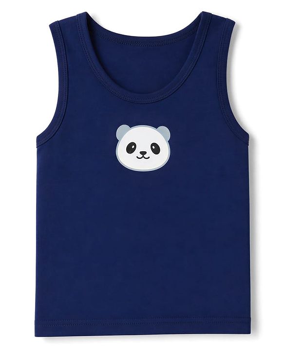 Babyhug 100% Cotton Single Jersey Knit Sleeveless Striped Sando With Panda & Star Print Pack of 3 - Blue, Yellow, Green