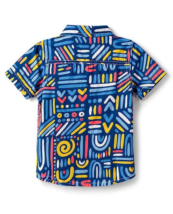Babyhug Cotton Woven Half Sleeves Printed Shirt & Denim Shorts - Multicolor