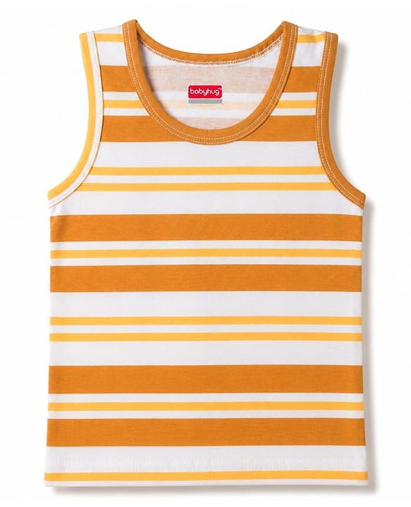 Babyhug 100% Cotton Knit Sleeveless Striped Sando Vests Pack Of 3 - Multicolor