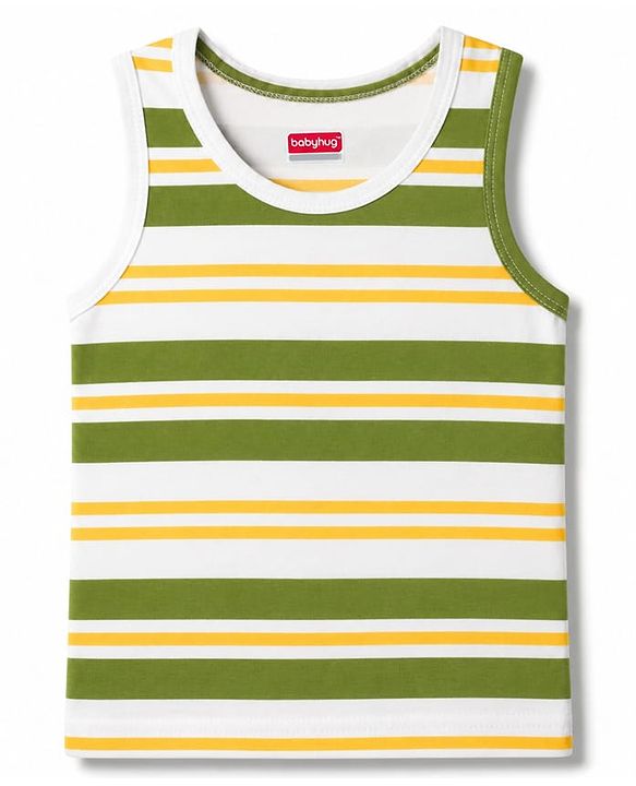 Babyhug 100% Cotton Knit Sleeveless Striped Sando Vests Pack Of 3 - Multicolor