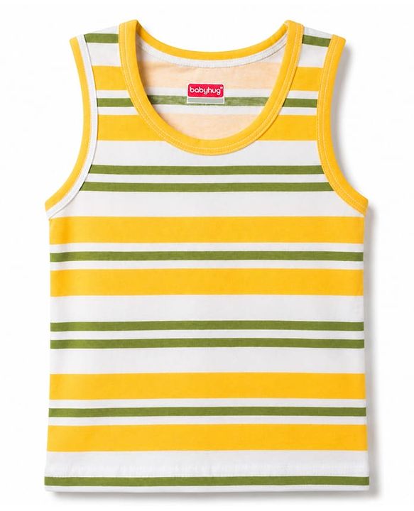 Babyhug 100% Cotton Knit Sleeveless Striped Sando Vests Pack Of 3 - Multicolor
