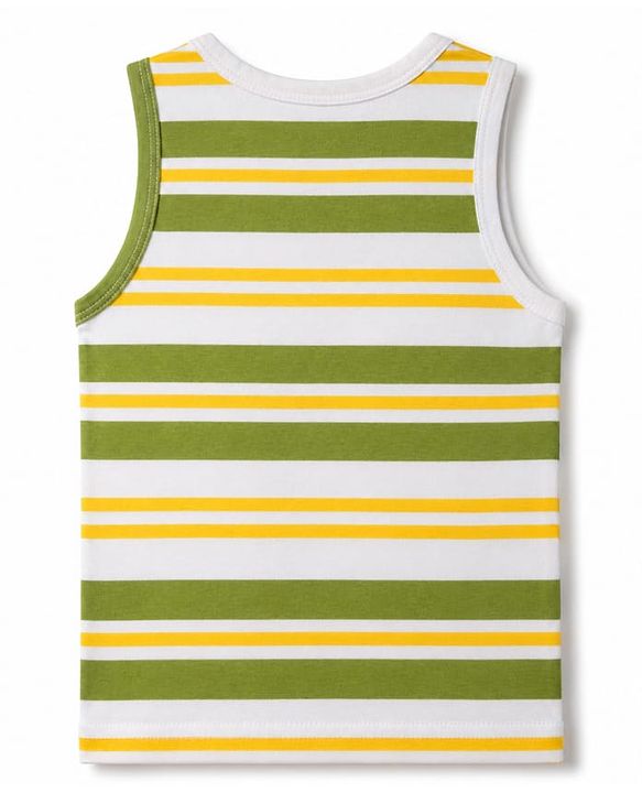 Babyhug 100% Cotton Knit Sleeveless Striped Sando Vests Pack Of 3 - Multicolor