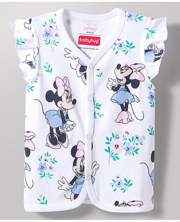 Babyhug Disney Interlock Knit Half Sleeves Frill Jhablas With Minnie Mouse Graphic Print Pack of 2 - Multicolor