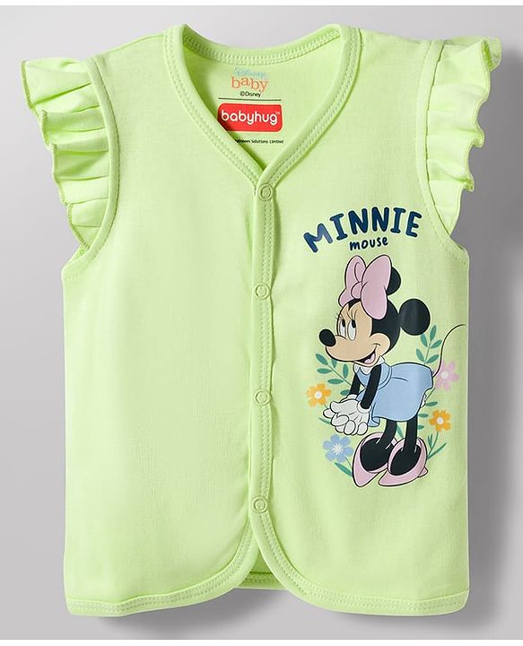 Babyhug Disney Interlock Knit Half Sleeves Frill Jhablas With Minnie Mouse Graphic Print Pack of 2 - Multicolor