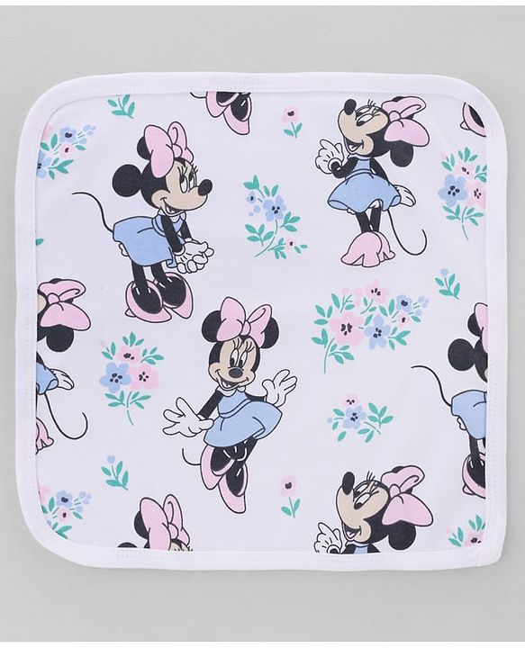 Babyhug DIsney Interlock Knit Hand & Face Towels With Minnie Mouse Graphic Pack of 2 L 27 x B 24 cm - Multicolor
