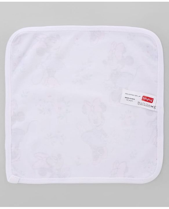 Babyhug DIsney Interlock Knit Hand & Face Towels With Minnie Mouse Graphic Pack of 2 L 27 x B 24 cm - Multicolor