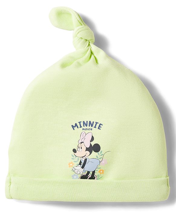 Babyhug Disney Interlock Knit  Pony Caps With Minnie Mouse Print Pack of 2 Multicolor - Diameter 16 cm