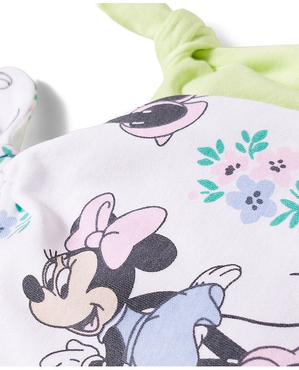 Babyhug Disney Interlock Knit  Pony Caps With Minnie Mouse Print Pack of 2 Multicolor - Diameter 16 cm