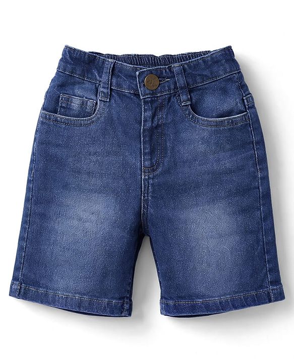 Babyhug Cotton Woven Half Sleeves Checks Shirt & Denim Shorts Set - Blue