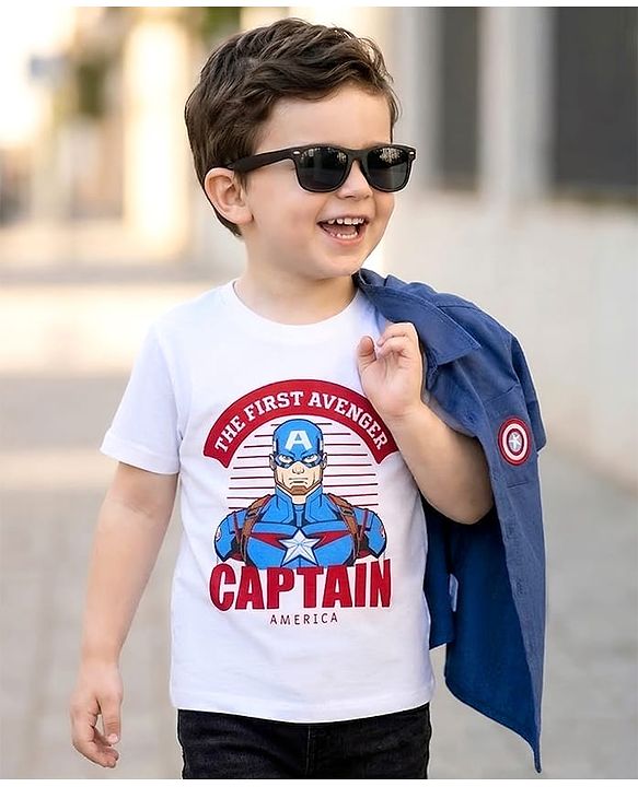 Pine Kids Marvel 100% Cotton Knit Half Sleeves Shirt & T-Shirt With Avengers Graphics - Multicolour