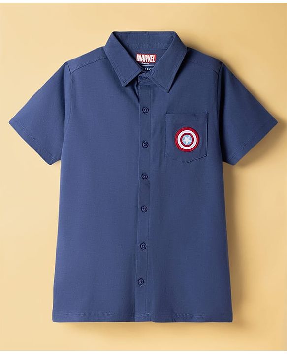 Pine Kids Marvel 100% Cotton Knit Half Sleeves Shirt & T-Shirt With Avengers Graphics - Multicolour