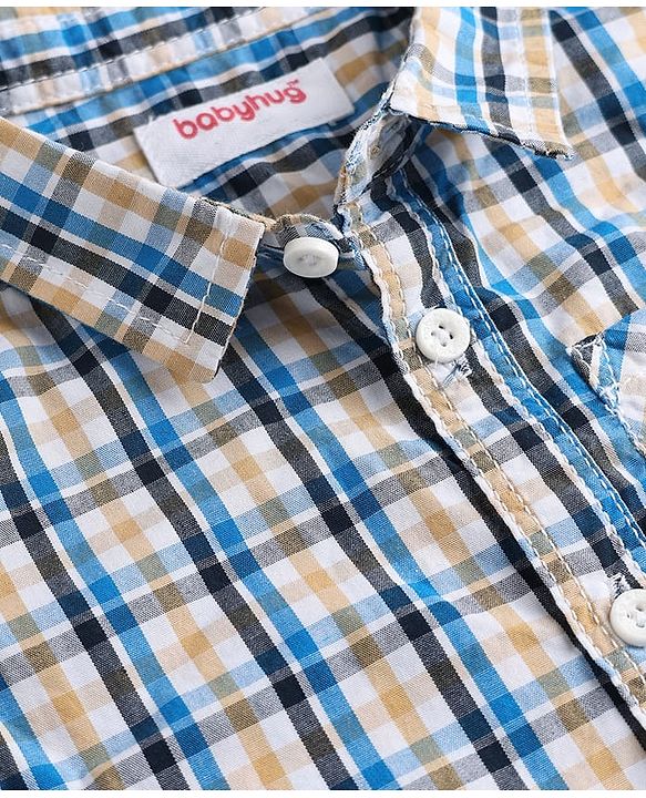 Babyhug Cotton Woven Half Sleeves Checks Shirt & Shorts Set - Multicolor