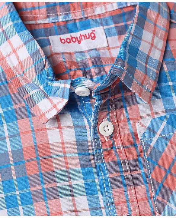 Babyhug Cotton Woven Half Sleeves Checks Shirt & Shorts Set - Multicolor